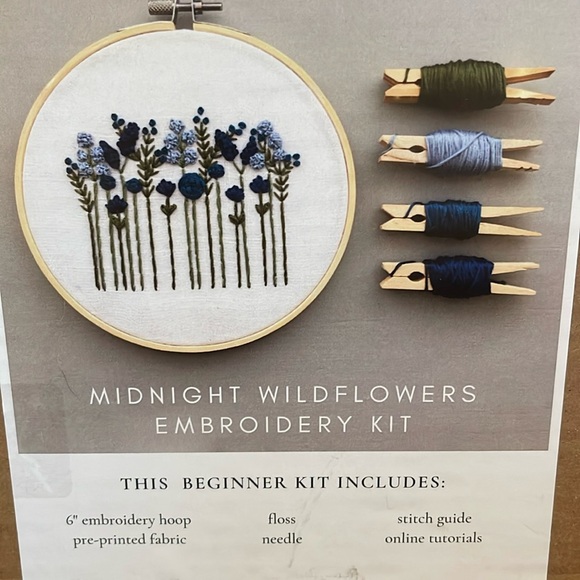 NWT And Other Adventures Embroidery Co. Midnight Wildflowers Embroidery Kit - Picture 2 of 4